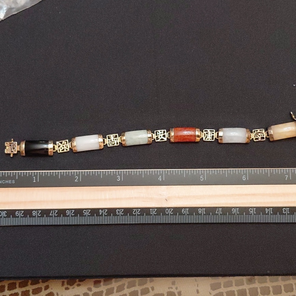 Vintage Asian Sterling And Jadite Bracelet Sterling 925